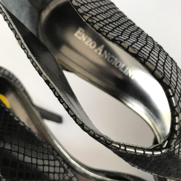 Enzo Angiolini Pewter Silver Zipper Croc Bootie Sandals - Picture 14 of 15